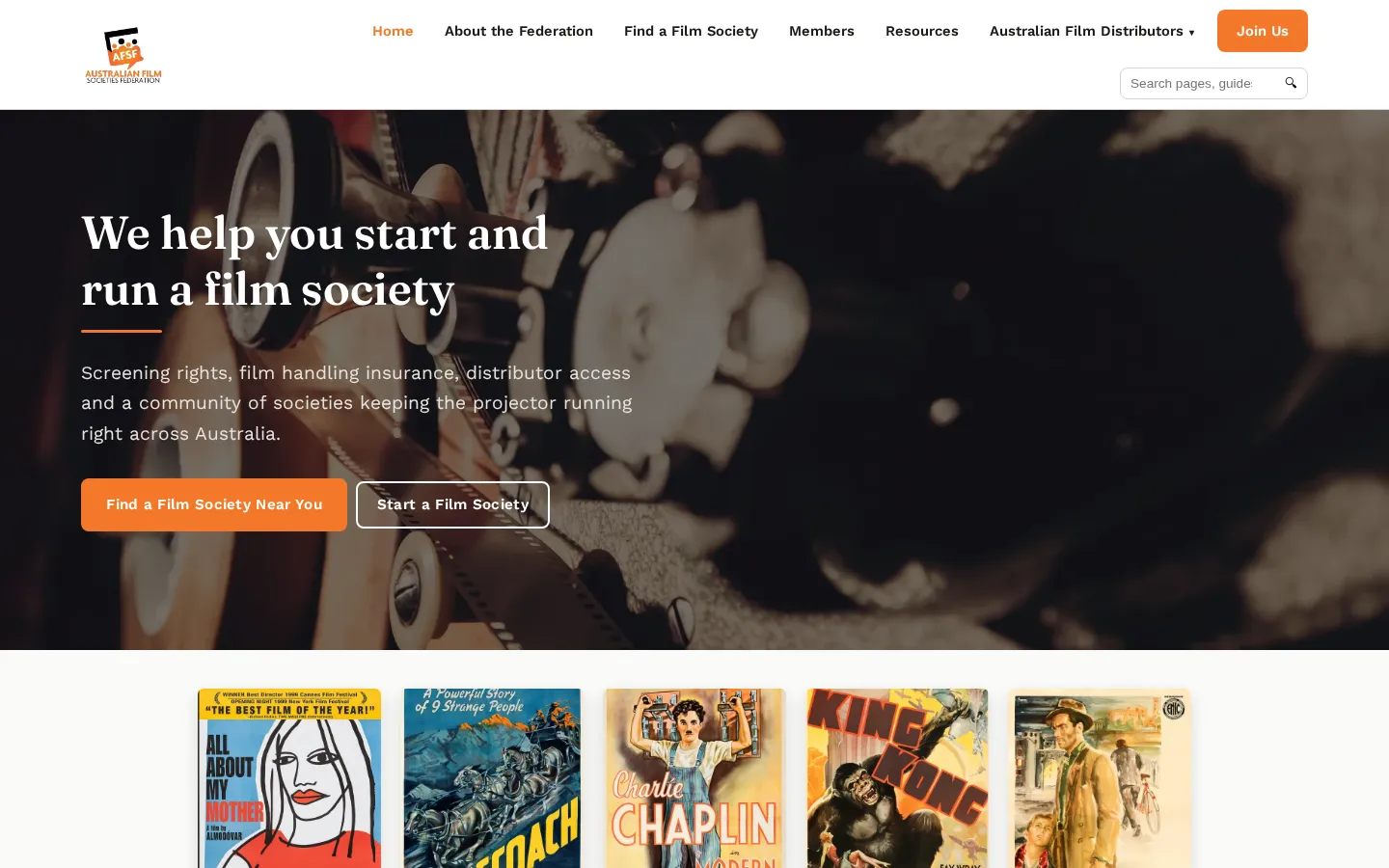 Ausfilm website home page, a film industry site built on WordPress by CTRL ROOM