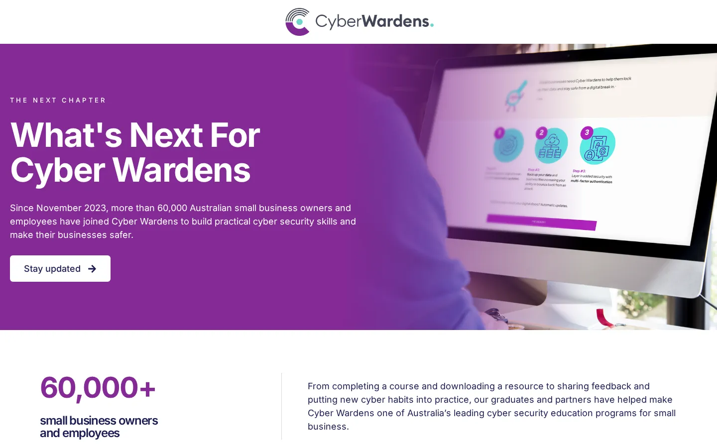 COSBOA Cyber Wardens website home page, a cyber security site custom-built by CTRL ROOM