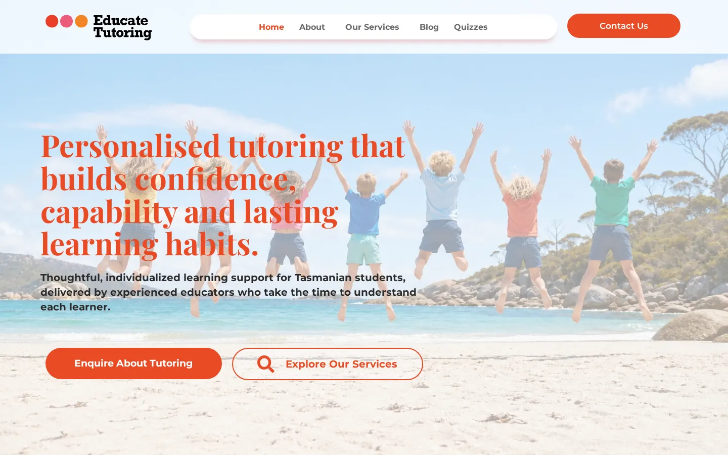 Educate Tutoring website home page, a education site built on WordPress by CTRL ROOM