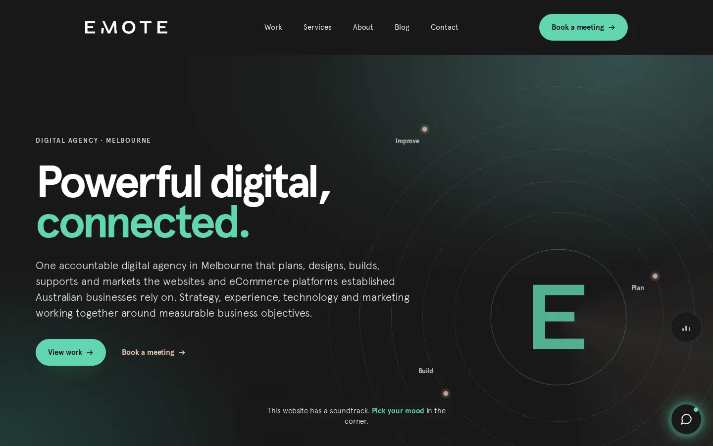 Emote Digital website home page, a digital agency site custom-built by CTRL ROOM