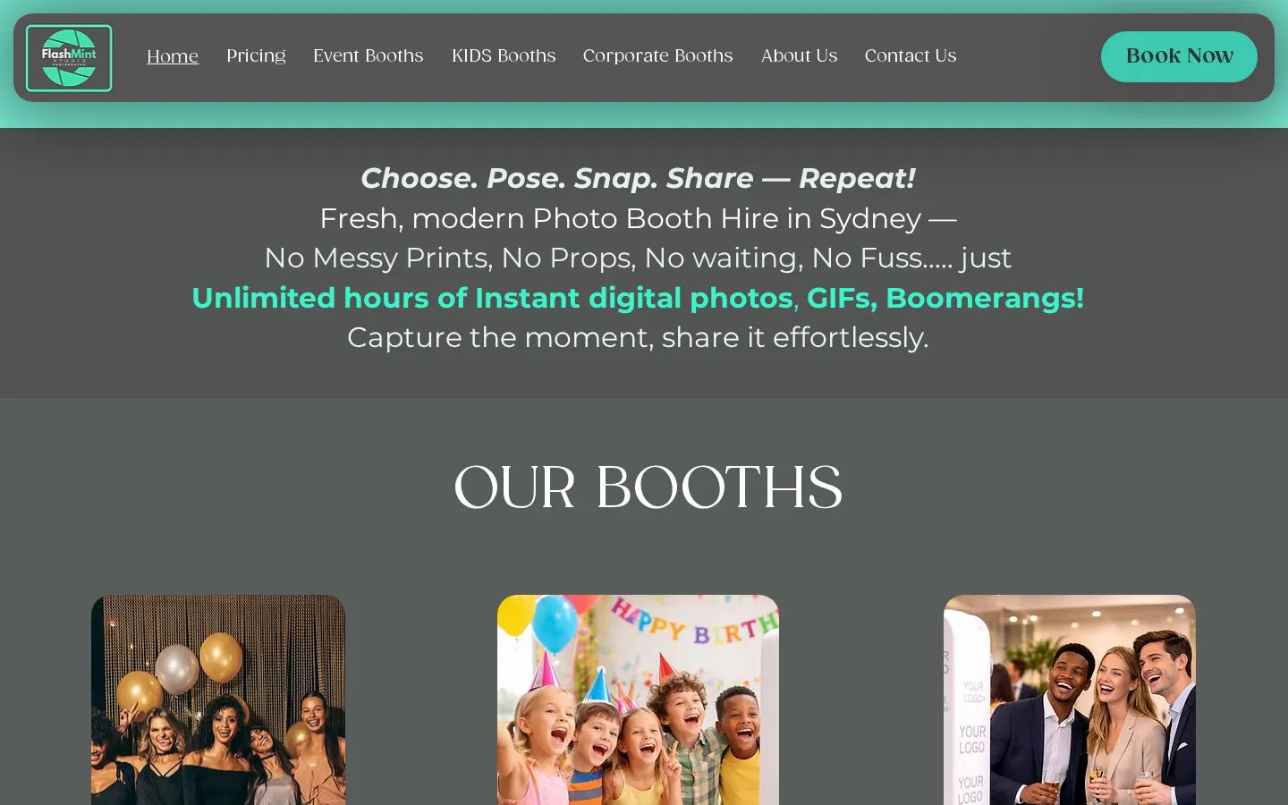 Flash Mint Studio website home page, a photography site built on Wix by CTRL ROOM