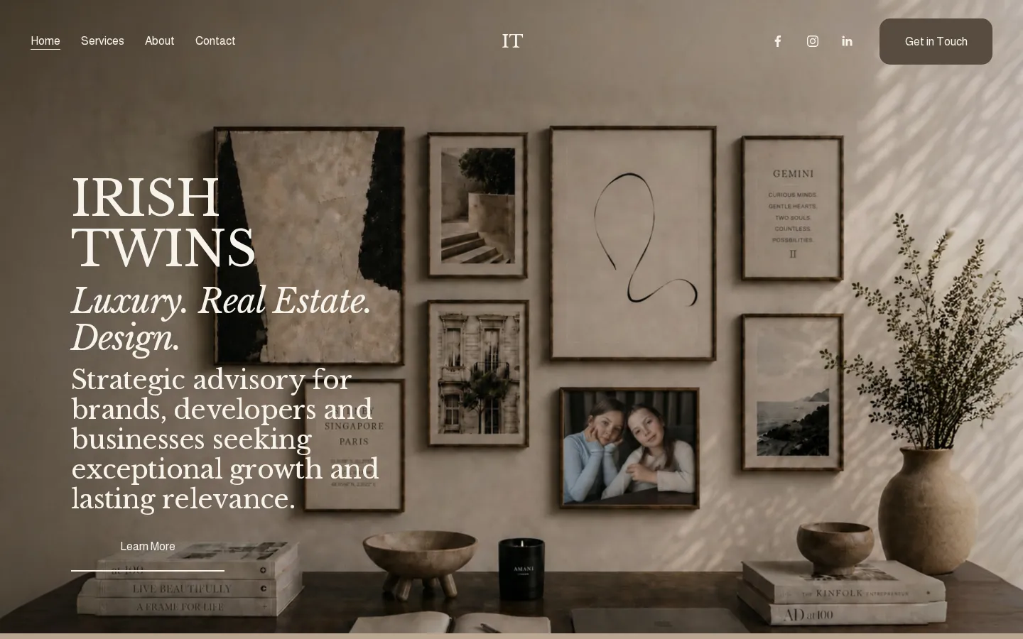 Irish Twins website home page, a real estate site built on Squarespace by CTRL ROOM