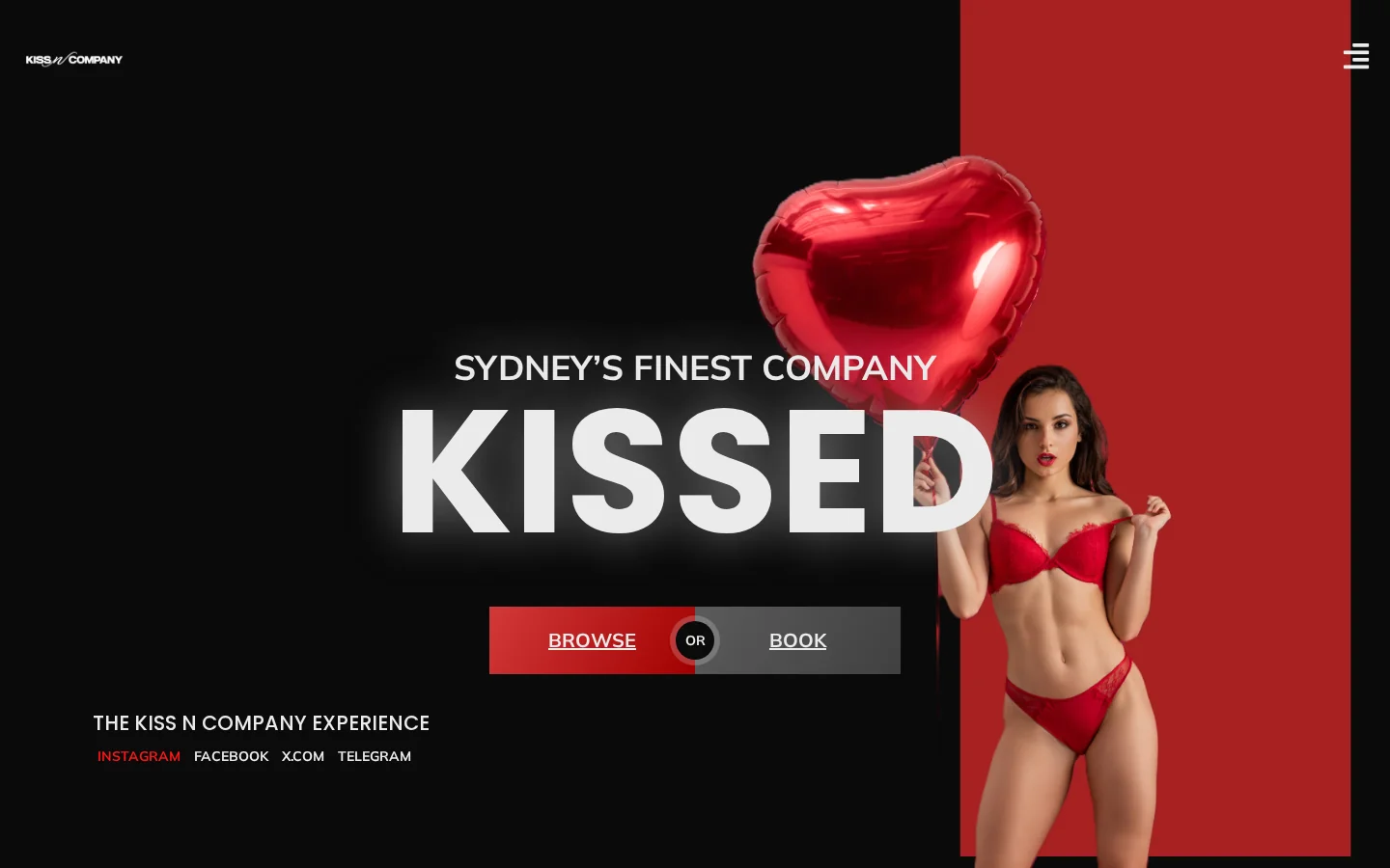 Kiss N Company website home page, a adult entertainment site built on WordPress by CTRL ROOM