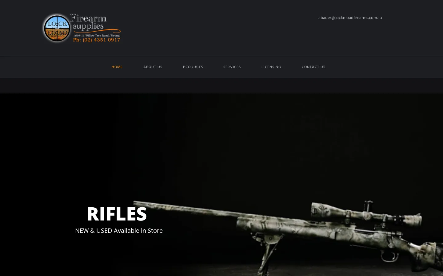 Lock N Load Firearms website home page, a firearms retail site built on WordPress by CTRL ROOM