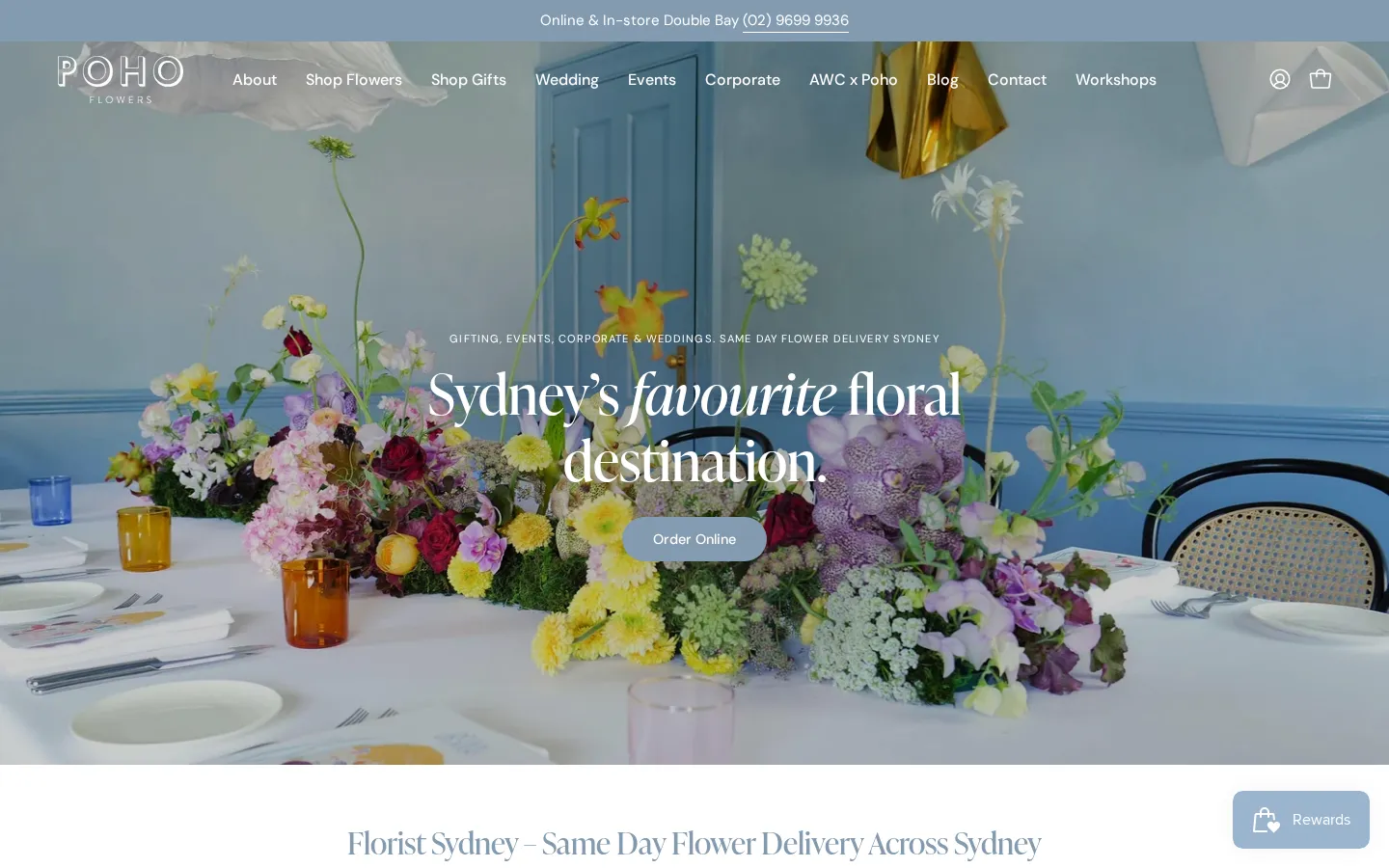 Poho Flowers website home page, a florist site built on Shopify by CTRL ROOM