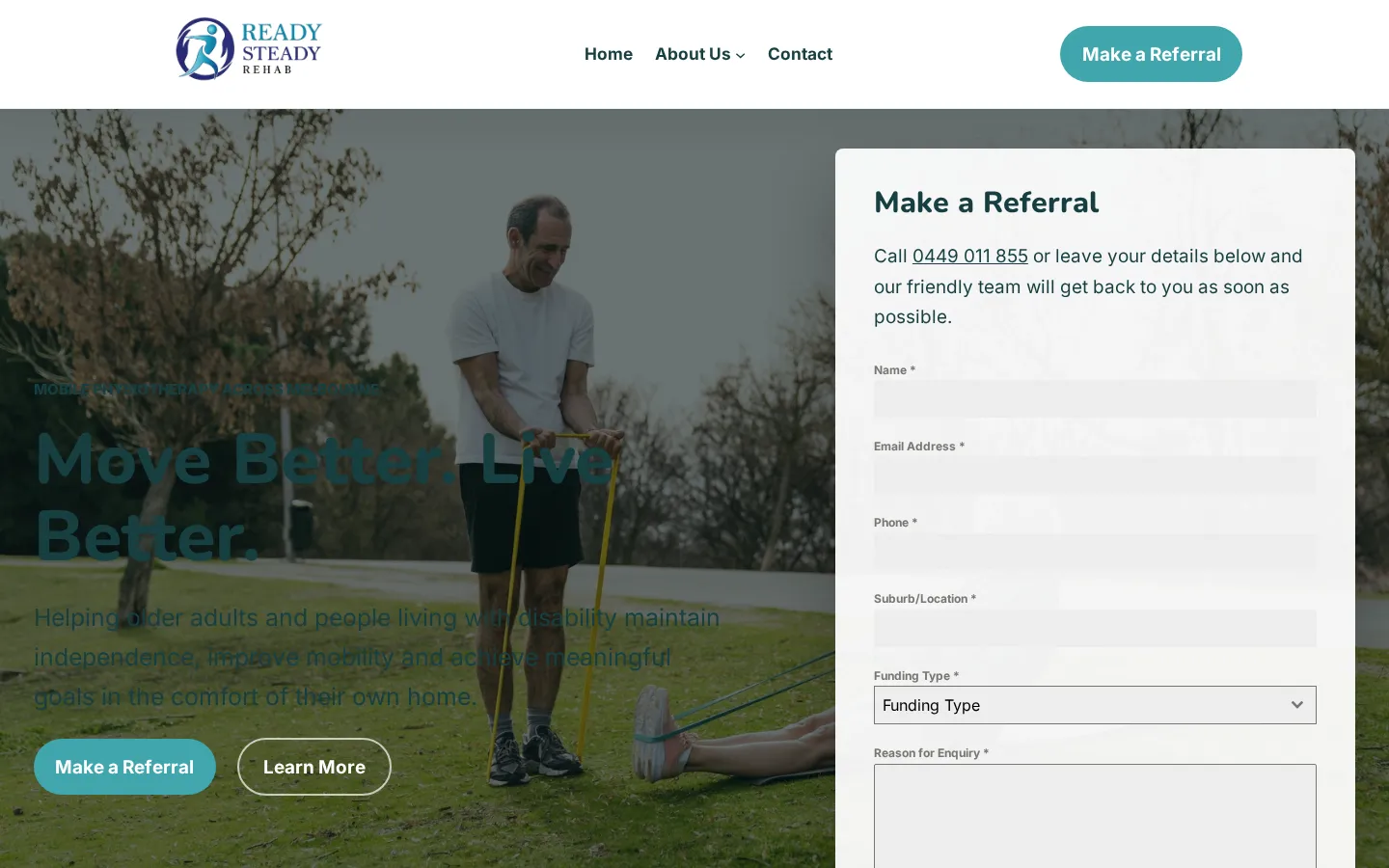 Ready Steady Rehab website home page, a physiotherapy site built on WordPress by CTRL ROOM
