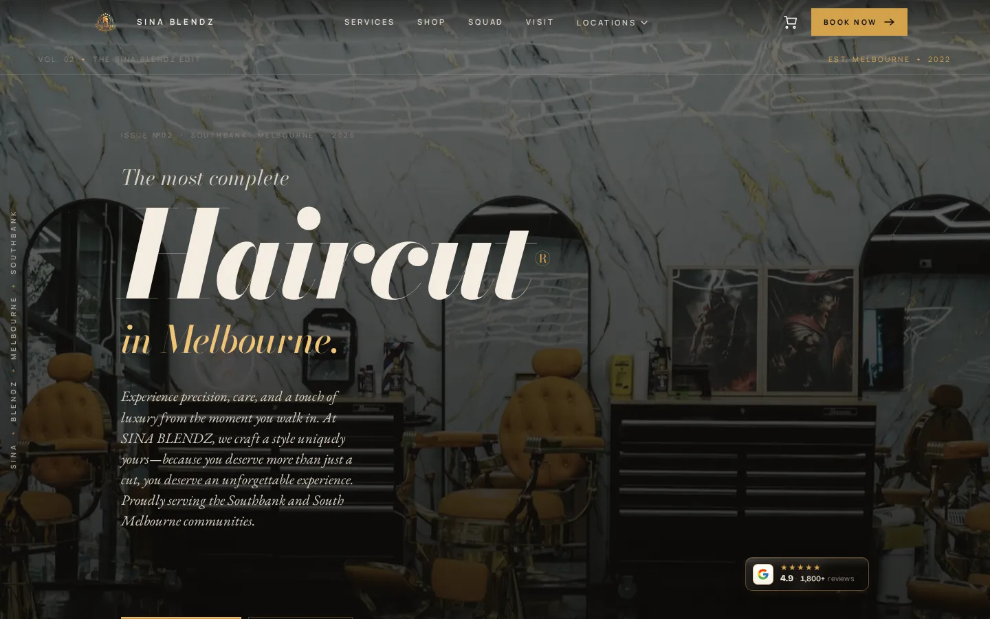 Sina Blendz website home page, a hair & beauty site custom-built by CTRL ROOM