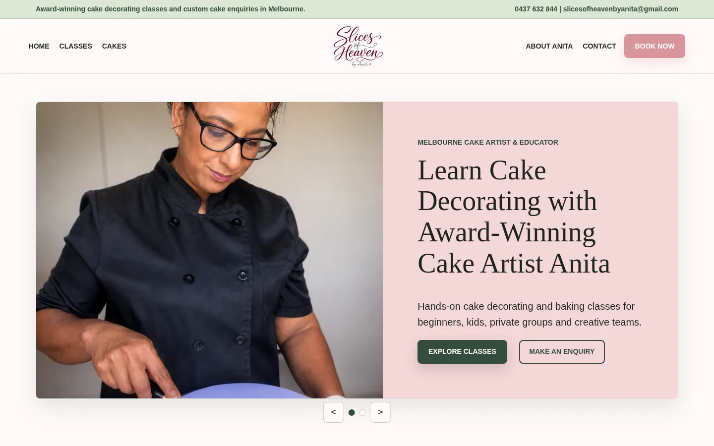 Slices of Heaven website home page, a bakery site built on WordPress by CTRL ROOM