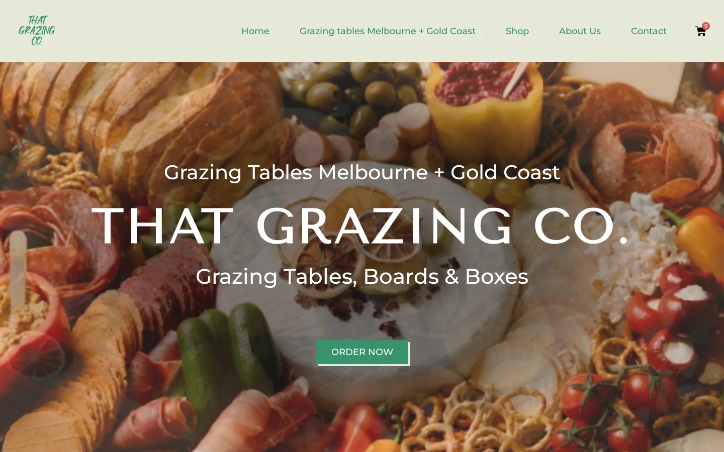 That Grazing Co website home page, a catering site built on WordPress by CTRL ROOM