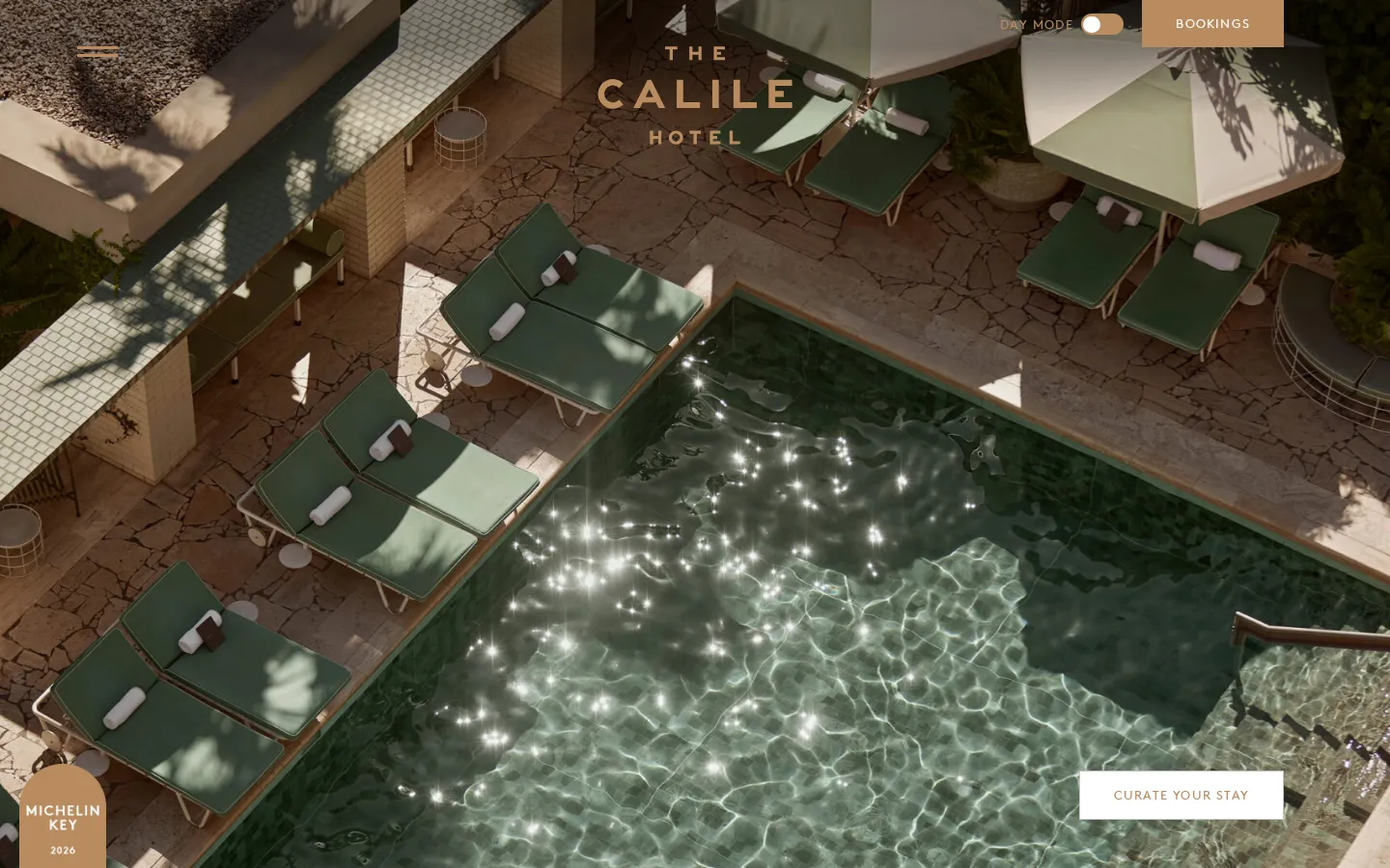 The Calile Hotel website home page, a hotel site built on WordPress by CTRL ROOM
