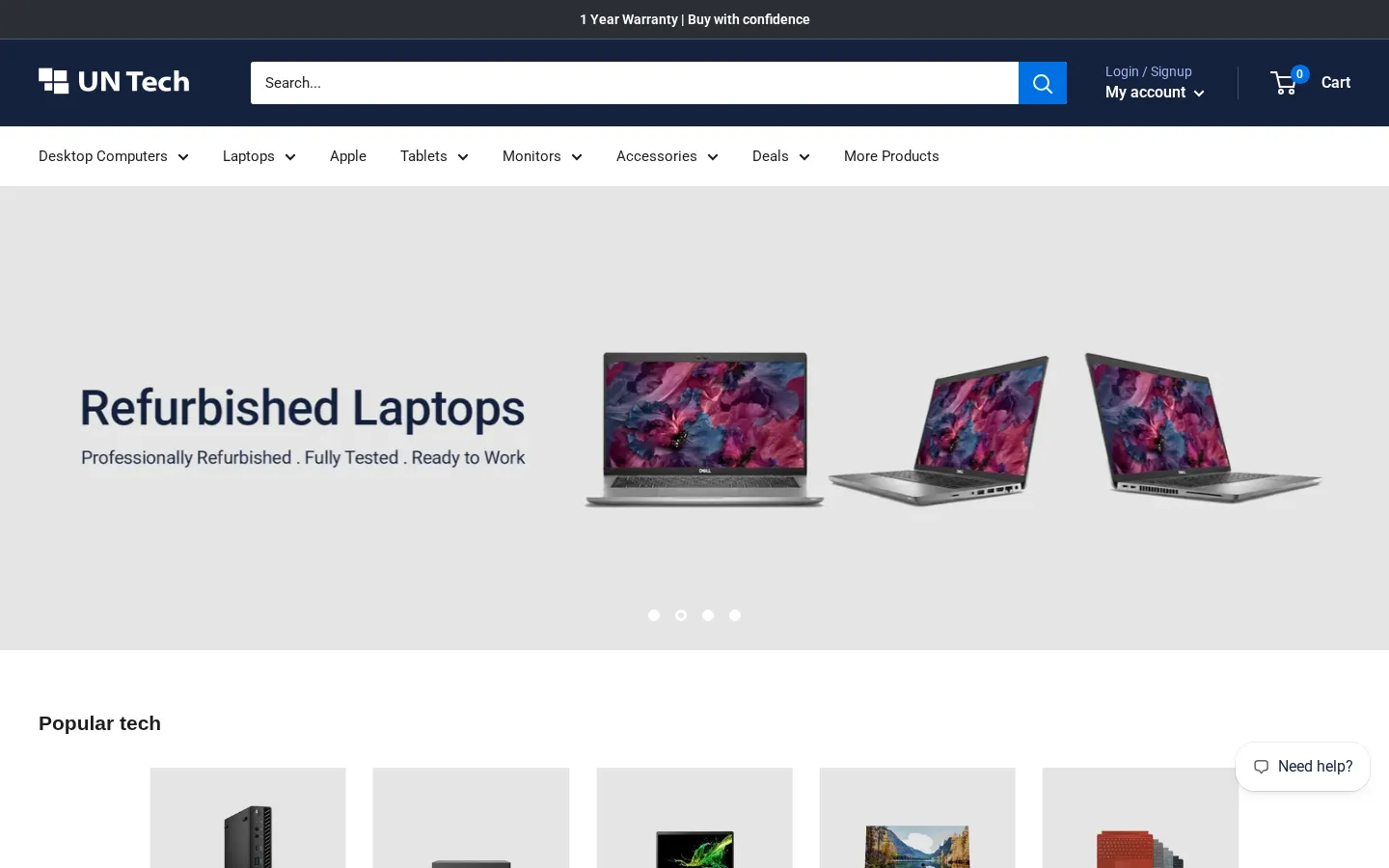 Untechnical website home page, a refurbished tech site built on Shopify by CTRL ROOM