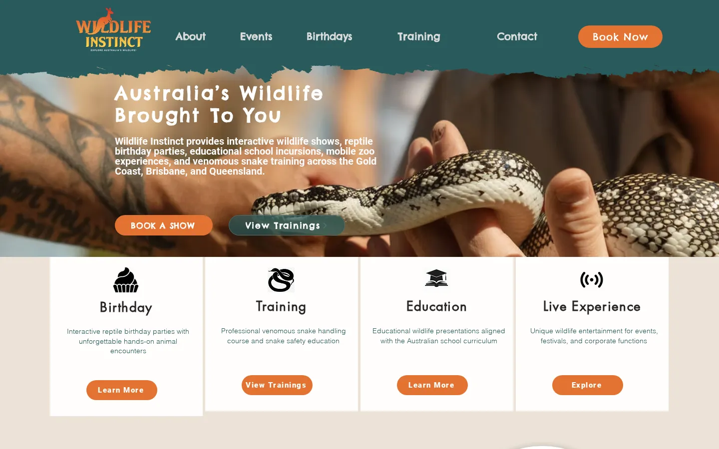 Wildlife Instinct website home page, a wildlife education site built on Wix by CTRL ROOM