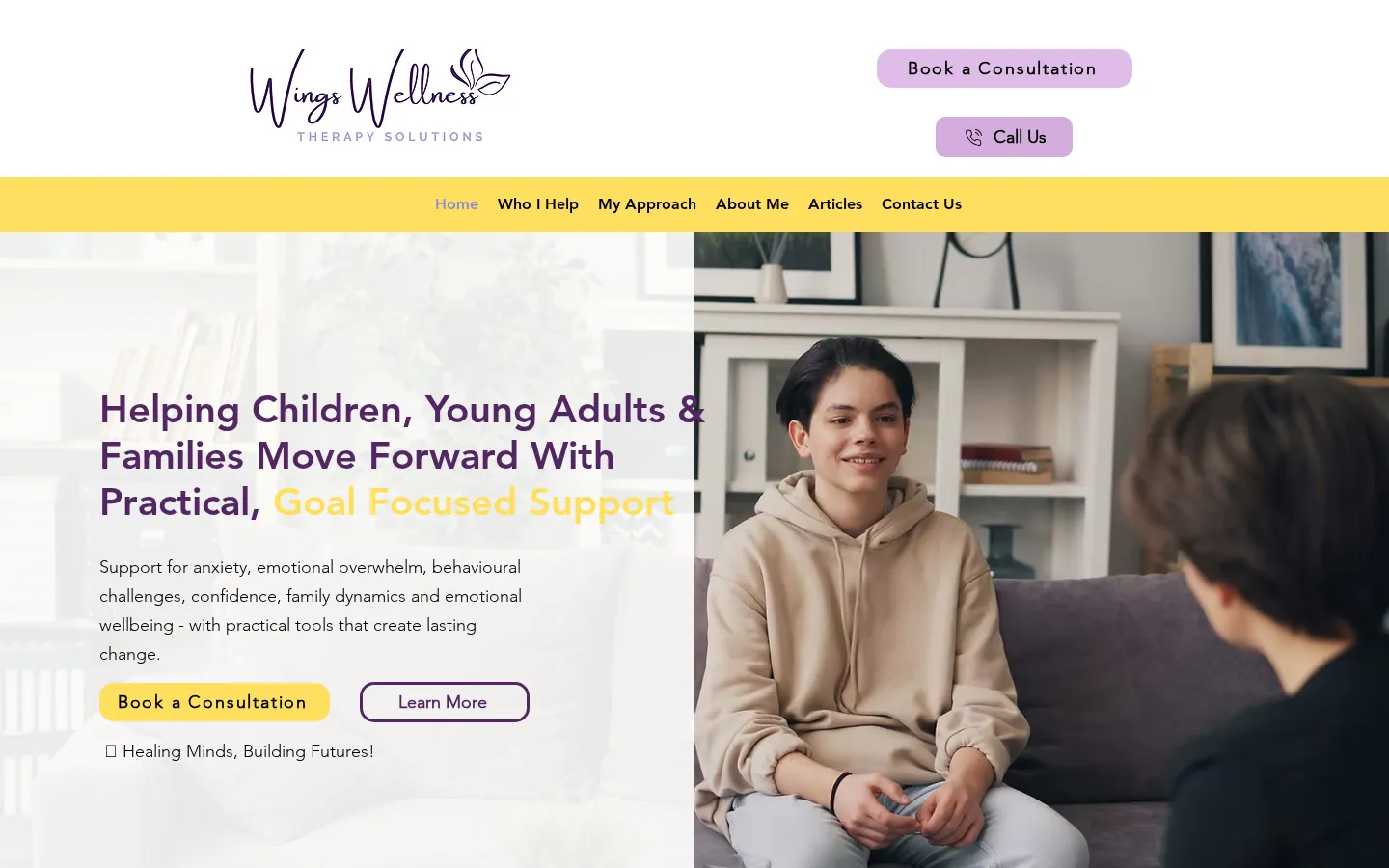 Wings Wellness website home page, a wellness site built on Wix by CTRL ROOM